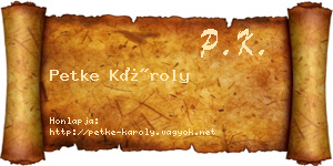 Petke Károly névjegykártya